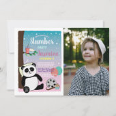 パンダスランバーパーティー誕生日映画ポップコーン写真 招待状 (正面)