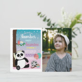 パンダスランバーパーティー誕生日映画ポップコーン写真 招待状 (スタンド正面)