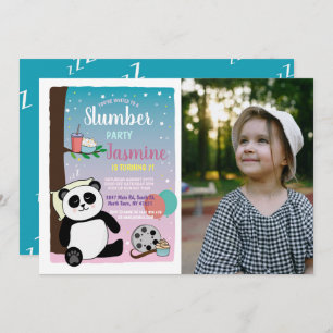 パンダスランバーパーティー誕生日映画ポップコーン写真 招待状