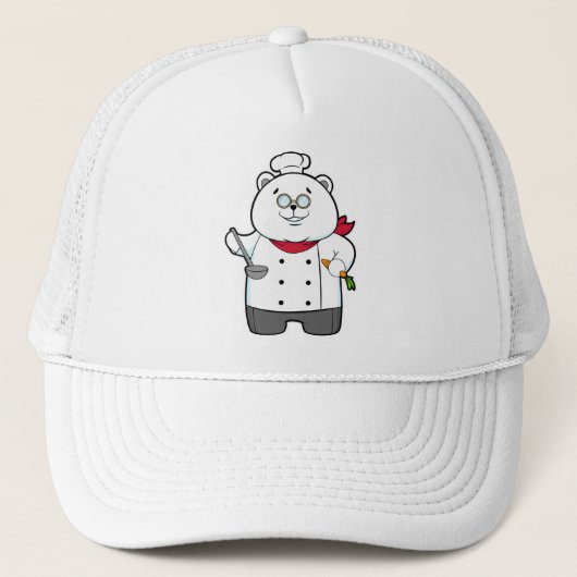 パンダスープ柄杓とニンジンと調理師としてのパンダ キャップ (正面)