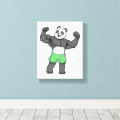 パンダズボディービルダーアットボディビル キャンバスプリント (インサイチュ (ウッドフロア))