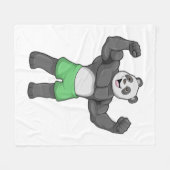 パンダズボディービルダーアットボディビル フリースブランケット (正面(横))