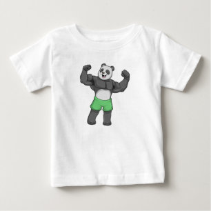 パンダズボディービルダーアットボディビル ベビーTシャツ