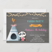 パンダティーピーバースデーテーマ招待状 招待状 (正面)