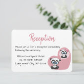 パンダテディベアピンクハートウェディングレセプション 招待状 (スタンド正面)