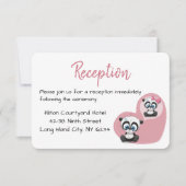 パンダテディベアピンクハートウェディングレセプション 招待状 (正面)