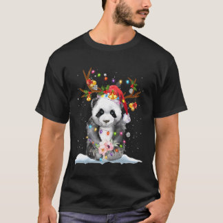 パンダトナカイクリスマスライトクリスマスオーナメントパン Tシャツ