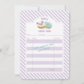 パンダドナツパープルアンドグリーンベーカリー誕生日 招待状 (裏面)