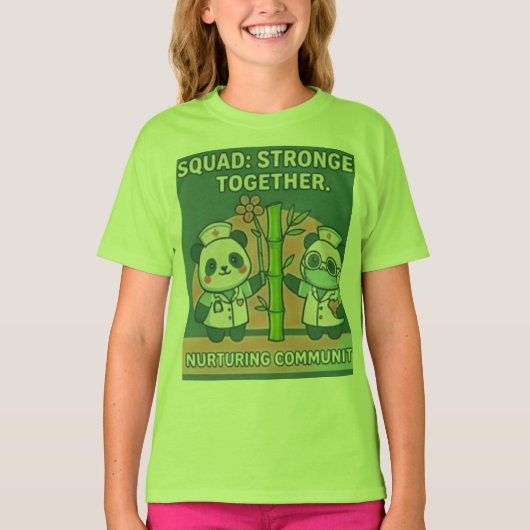パンダナース チーム 強く団結 チームナーシング テ Tシャツ (正面)
