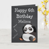 パンダネームパーソナライズされたキッドズ誕生日シャルボード カード (黄色い花)