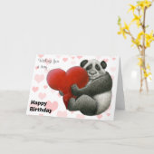 パンダハギングアハート カード (黄色い花)