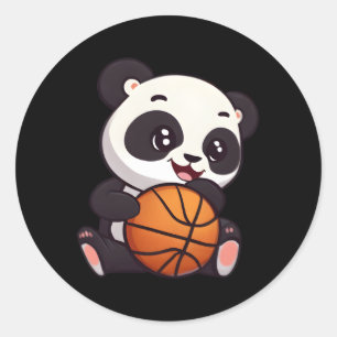 パンダバスケットボール選手バスケットボールのバスケットボール ラウンドシール