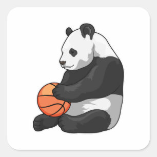 パンダバスケットボール選手バスケットボール スクエアシール