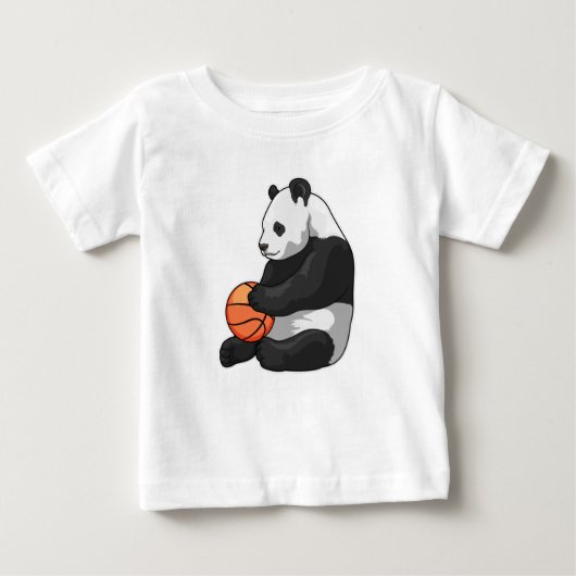 パンダバスケットボール選手バスケットボール ベビーTシャツ (正面)