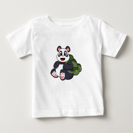 パンダバックパック付きハイカー ベビーTシャツ (正面)