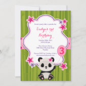 パンダバースデーパーティーの招待状 – Pink and Purple 招待状 (正面)