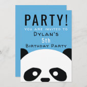 パンダバースデーパーティーキッズピンクボーイズ招待状 招待状 (正面/裏面)