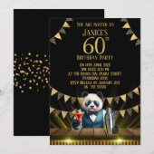 パンダバーテンダーの60歳の誕生日パーティーの招待状 招待状 (正面/裏面)