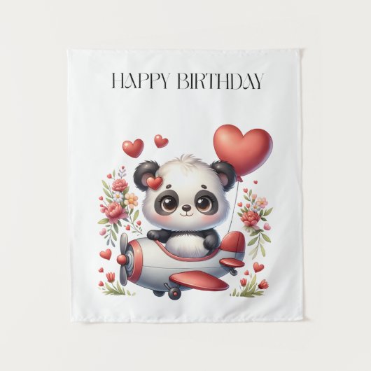 パンダパイロット 誕生日 タペストリー (正面)