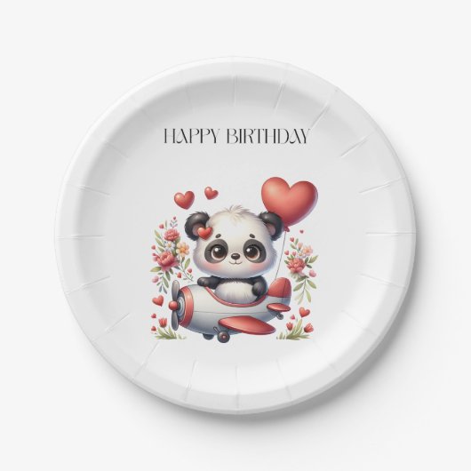 パンダパイロット 誕生日 ペーパープレート (正面)
