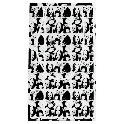 パンダパターンホワイトBG スモールペーパーバッグ (正面)