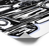 パンダパトロール警察の車の白黒スケッチ ポスター (角)