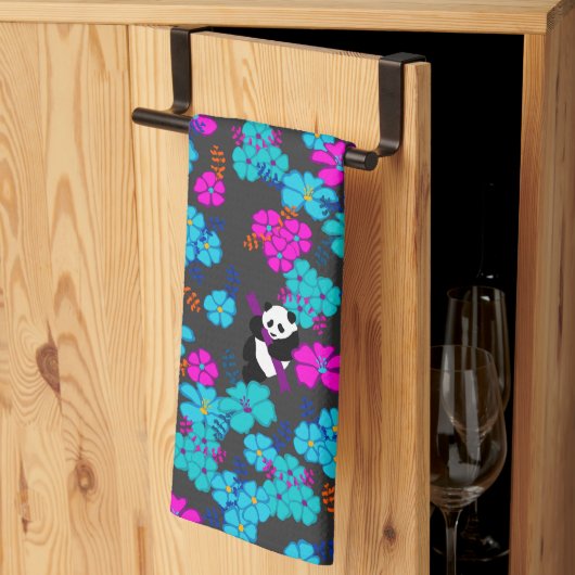 パンダパラダイス開花 キッチンタオル (三つ折り)