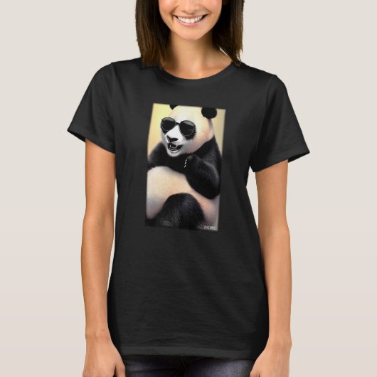 パンダパンダクマのサングラス野生動物動物動物園F Tシャツ (正面)