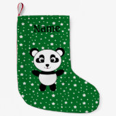 パンダパーソナライズされたの名を呼ぶ スモールクリスマスストッキング (正面)