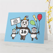 パンダパーソナライズされたパーティーキッドの誕生日カード カード (黄色い花)