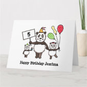 パンダパーソナライズされたパーティーキッド誕生日 カード (正面)