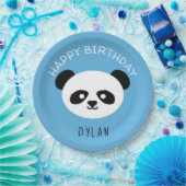パンダパーソナライズされたベアかわいい誕生日ボーイズブルー ペーパープレート (パーティー)