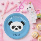 パンダパーソナライズされたベアかわいい誕生日ボーイズブルー ペーパープレート (パーティー)