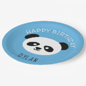 パンダパーソナライズされたベアかわいい誕生日ボーイズブルー ペーパープレート (アングル)