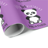 パンダパーソナライズされたベアキッズかわいい誕生日女子 ラッピングペーパー (ロールコーナー)