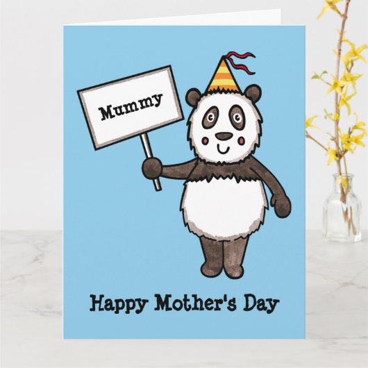 パンダパーソナライズされたマザーズデイカード カード (黄色い花)