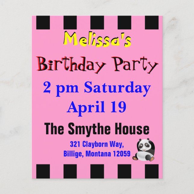 パンダパーティの招待状 (正面)