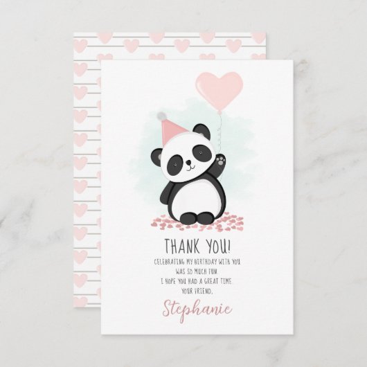 パンダパーティーありがとう 招待状 (正面/裏面)