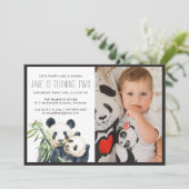 パンダパーティー |モノクロ&フォト招待状 (スタンド正面)