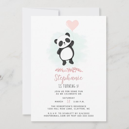 パンダパーティー 招待状 (正面)