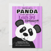 パンダパープルガールパーティーのようなパンダベア誕生日 招待状 (正面)