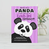 パンダパープルガールパーティーのようなパンダベア誕生日 招待状 (スタンド正面)