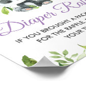 パンダパープルフローラ緑竹おむつラッフル ポスター (角)