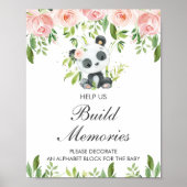 パンダピンクフローラ飾ベビーブロックシャワーゲーム ポスター (正面)