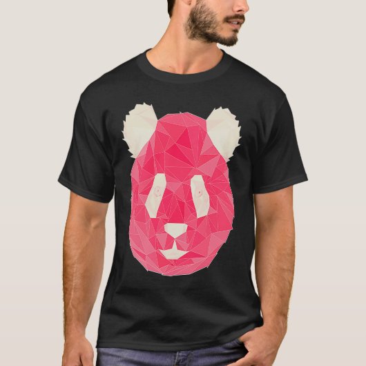 パンダピンクポリゴンスタイル Tシャツ (正面)