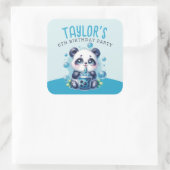 パンダブルーボバブルティーバースデーパーティー スクエアシール (バッグ)