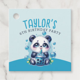 パンダブルーボバブルティーバースデーパーティー フェイバータグ