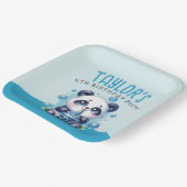 パンダブルーボバブルティーバースデーパーティー ペーパープレート (傾斜あり)