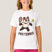 パンダプロテニスステッカー – かわいいスポーツデザイン Tシャツ (正面)