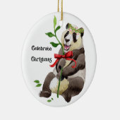 パンダヘッドにリースを付けて座る&バングセラ セラミックオーナメント (右)